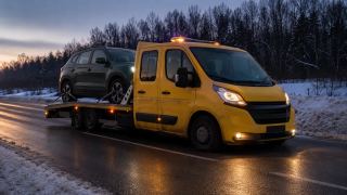 Pomoc drogowa nocą na poboczu – dowóz paliwa Lubin