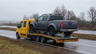 Pickup na lawecie – wyciąganie auta z rowu w Lubinie